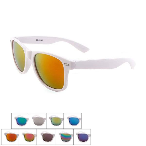 Weiße verspiegelte Unisex Sonnenbrille