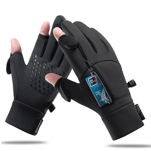 Waterproof touchscreen gloves with foldable thumb & index finger