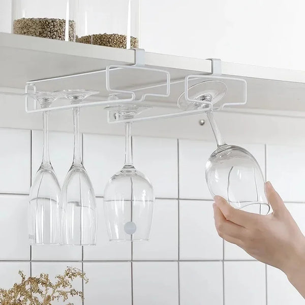 Wine glass holder to clip onto the shelf