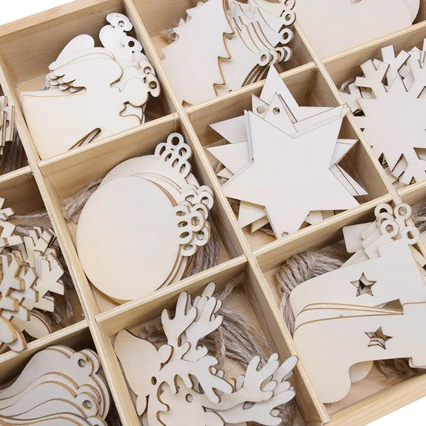 Christmas Tree Ornaments Made of Wood (10 Pieces)