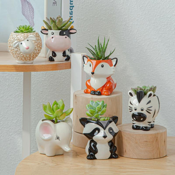 Cartoon Animal Motif Ceramic Flower Pot for Succulents