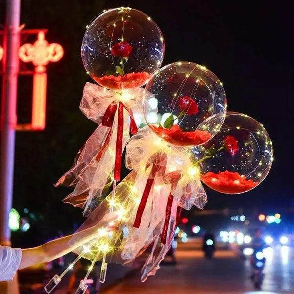 LED Ballon mit Rose