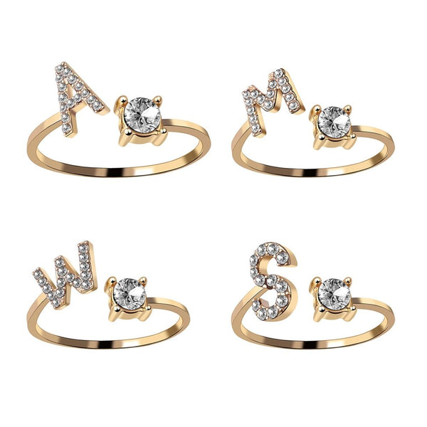 Thinner adjustable ring with selectable letter