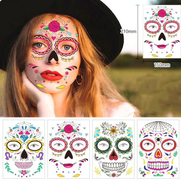 Halloween Mexican skull mask temporary tattoo