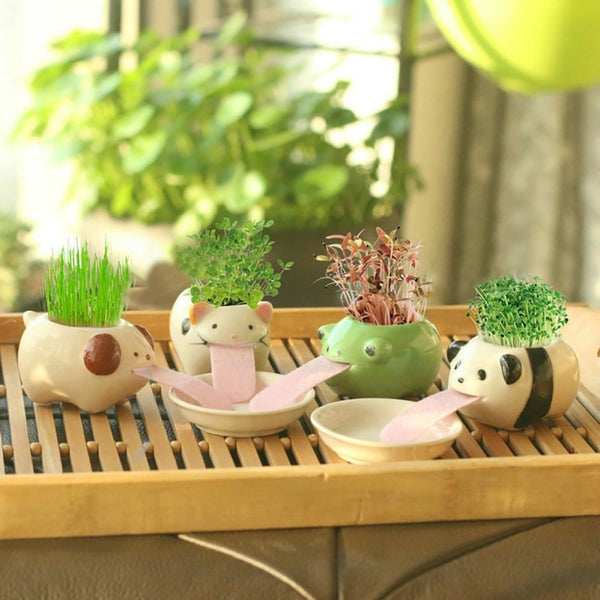 Self-watering flower pot animal motif