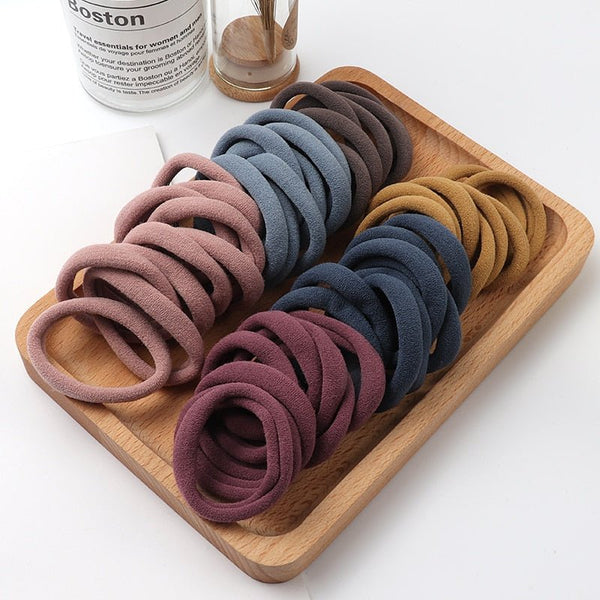 Solid color large elastic hair ties (50 pieces)