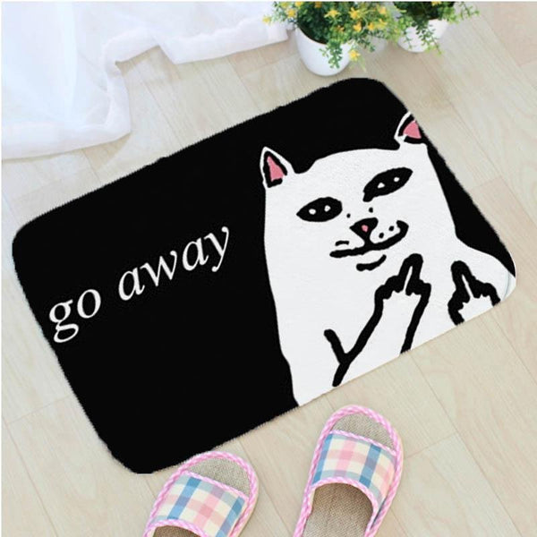 Cartoon Cat Doormat "Go Away"