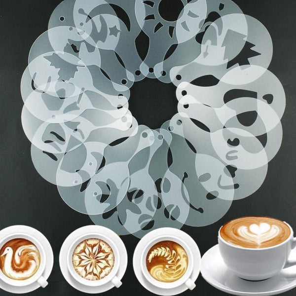 Barista Cappuccino Coffee Decoration Stencil (16 Pieces)