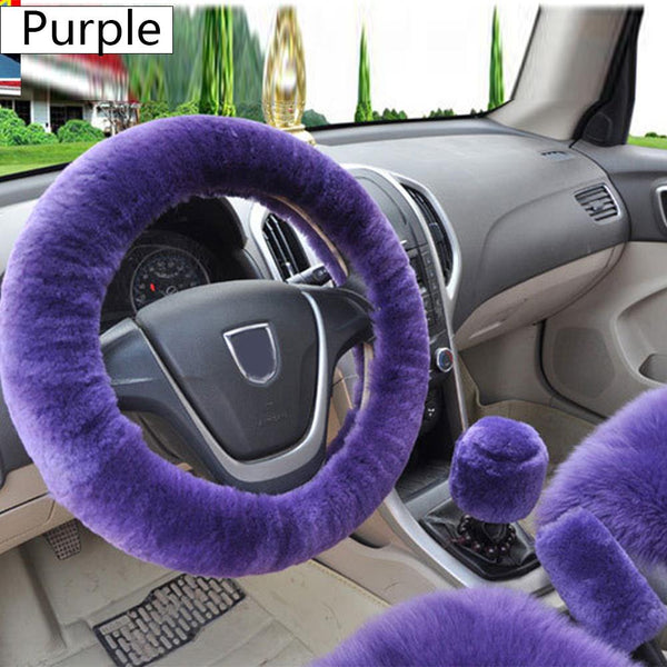 Plush steering wheel cover set