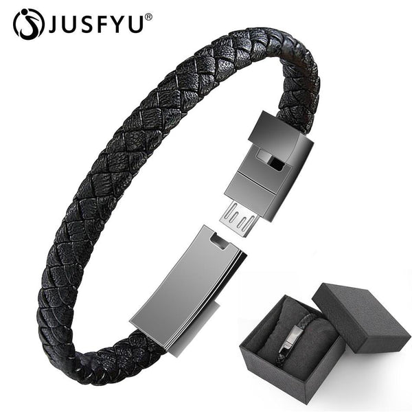 USB-Ladekabel Armband aus Leder