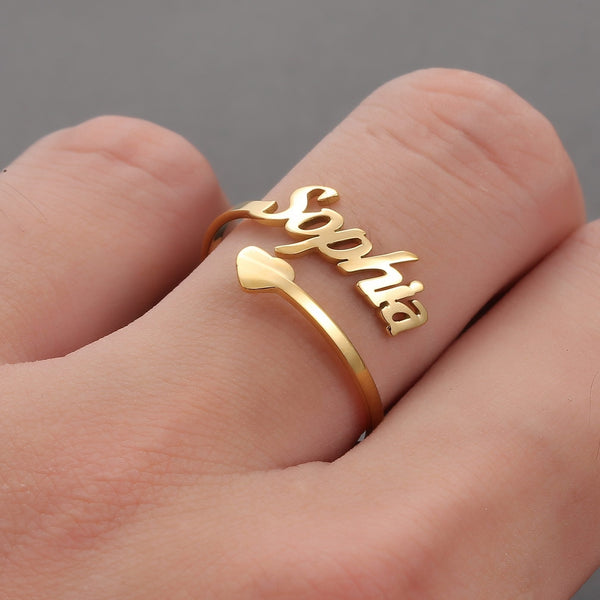 Personalized adjustable size ring with name