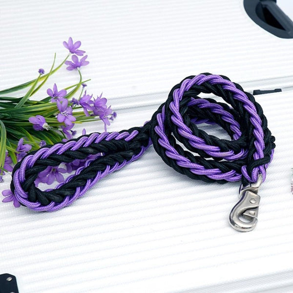 Braided short dog leash for large dogs