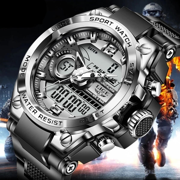 Digital LED Men's Sports Wristwatch including Stopwatch (50m Water Resistant)