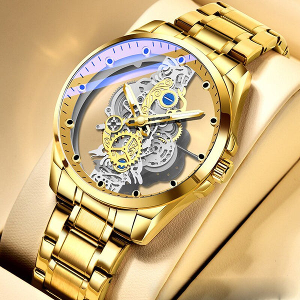 Transparent Mechanical Men's Skeleton Wristwatch