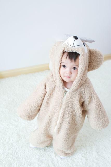  beige / XS (65-80CM) Kinder Bären Onesie Pyjama