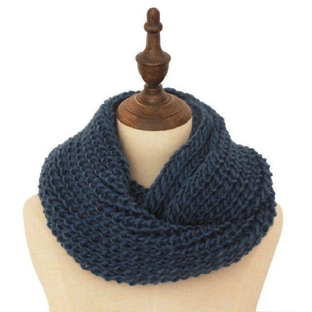  Denim-Blau Handgestrickter Loop Infinity Schlauchschal