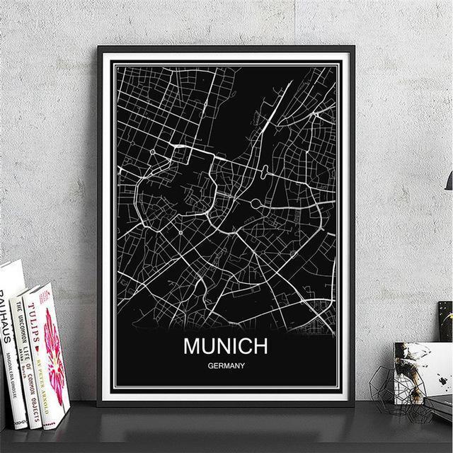  MUNICH / 40x60cm Leinwand City Map München Öl Painting