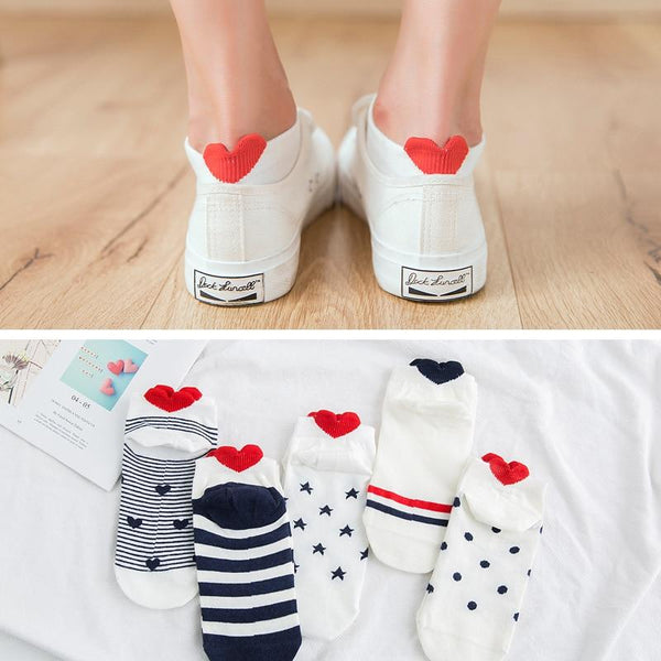 5 Paar Herzchen Sneaker Socken