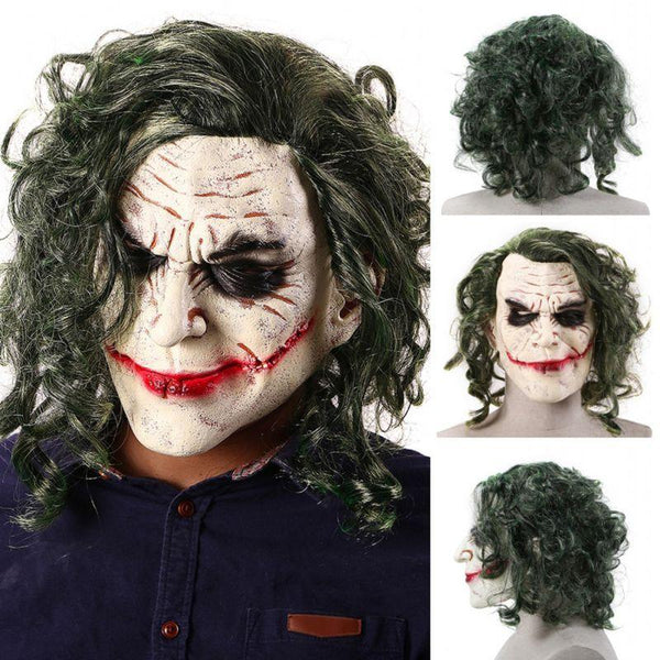 Joker Maske aus Latex mit Haaren