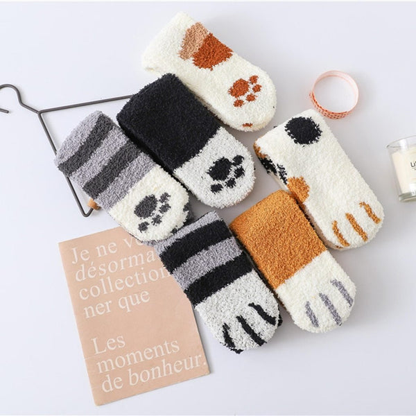 Gefütterte Katzen-Wintersocken (Größe 38-44)