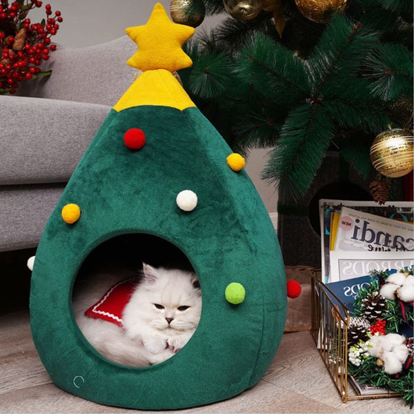 Christmas tree cat house