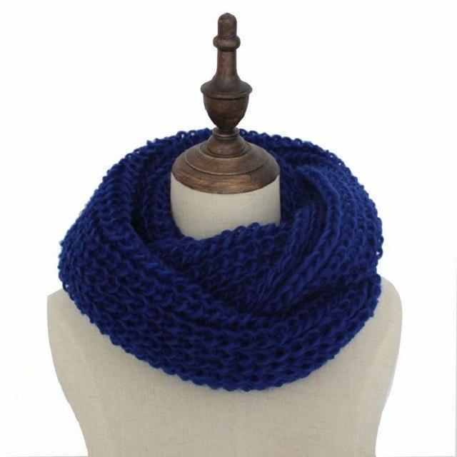  Royal-Blau Handgestrickter Loop Infinity Schlauchschal